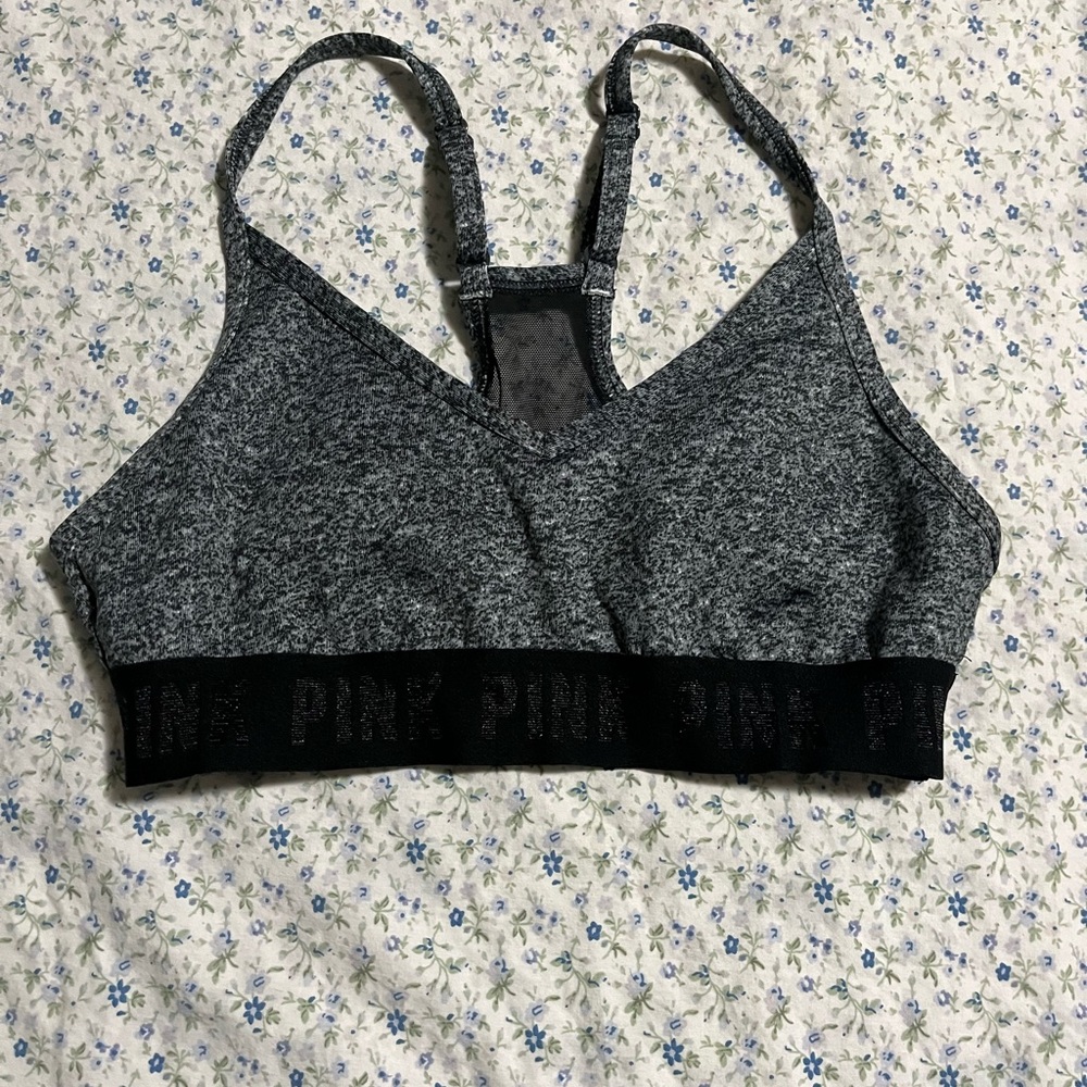 PINK Victoria's Secret Gray and Black Sports Bra Intimates